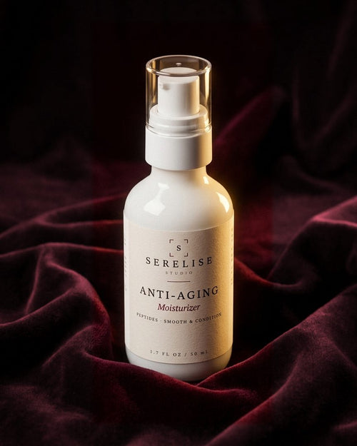 Serelise Anti-Aging Moisturizer on burgundy velvet